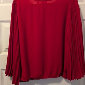 Elegant Red Pleated Women's Top